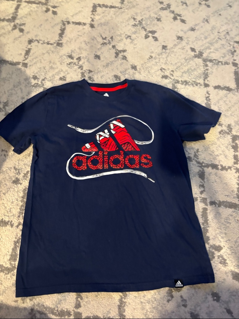 Boy’s adidas Navy Tee with Red Logo
